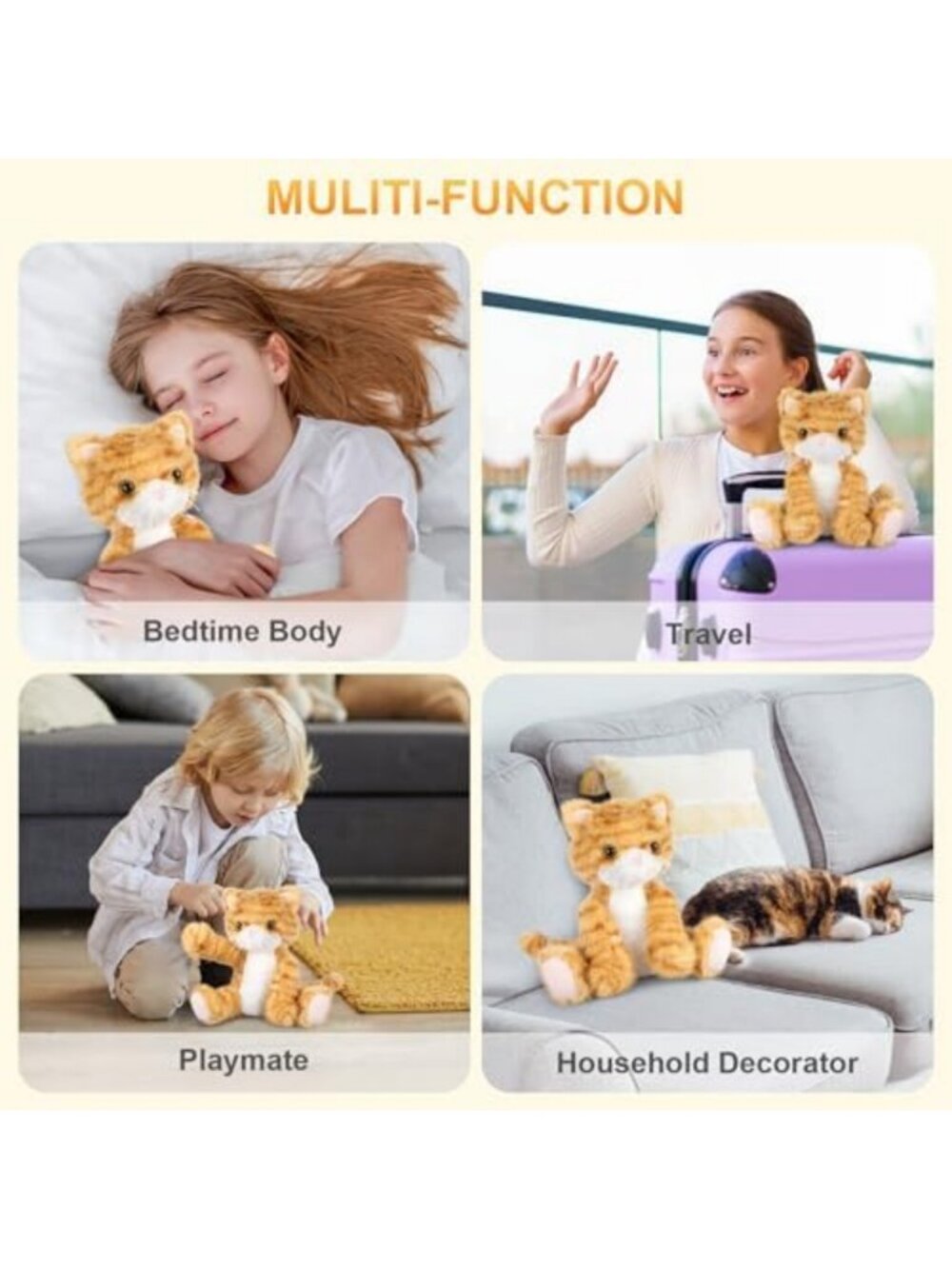 Cozy Heatable & Coolable Orange Cat Plush Heating Pad for Kids & Adults - Picture 5 of 7